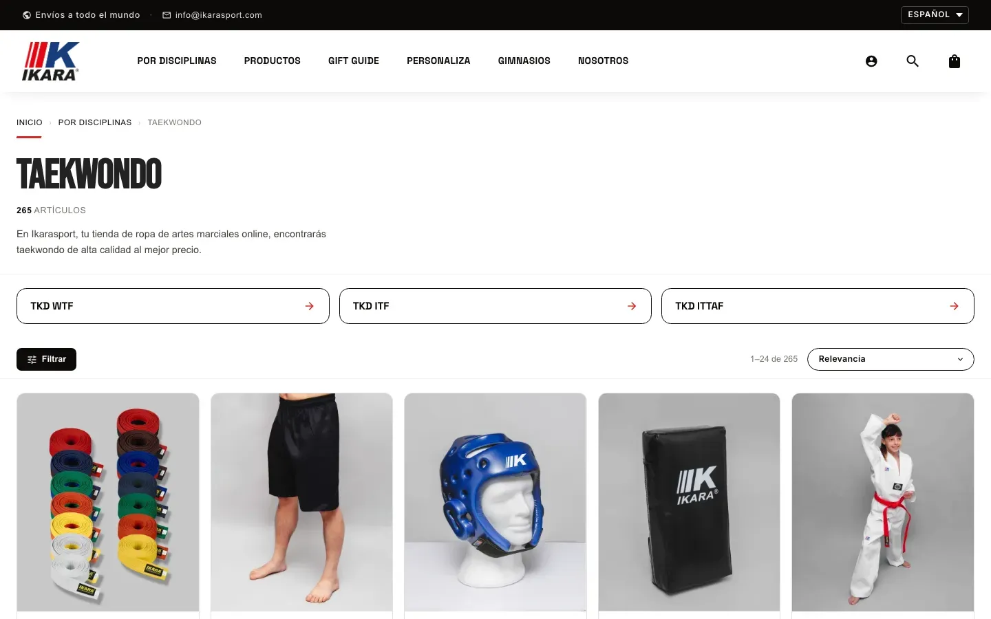 Web de Ikara Sport en escritorio, captura 1 de 2
