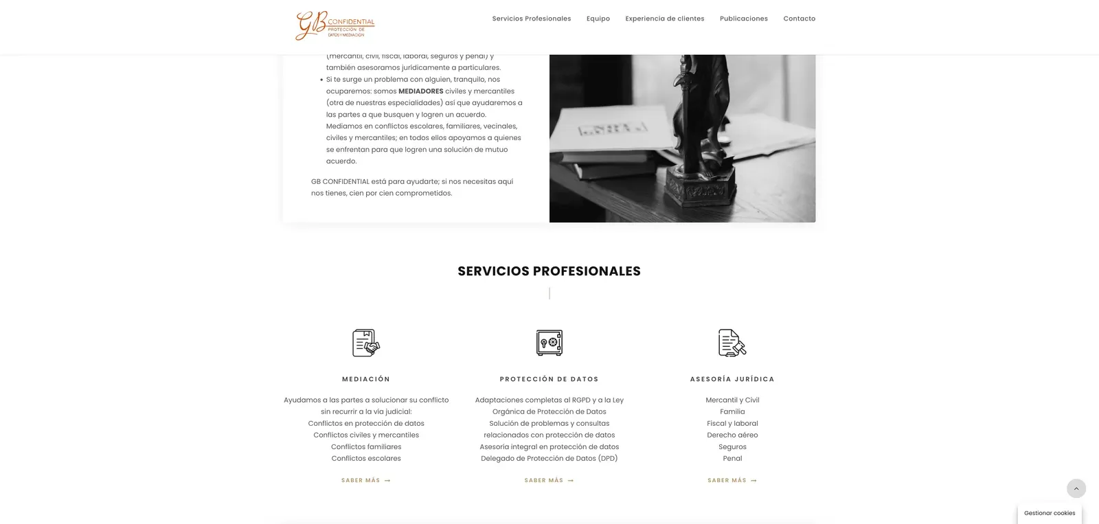 Web de GB Confidential en escritorio, captura 1 de 2