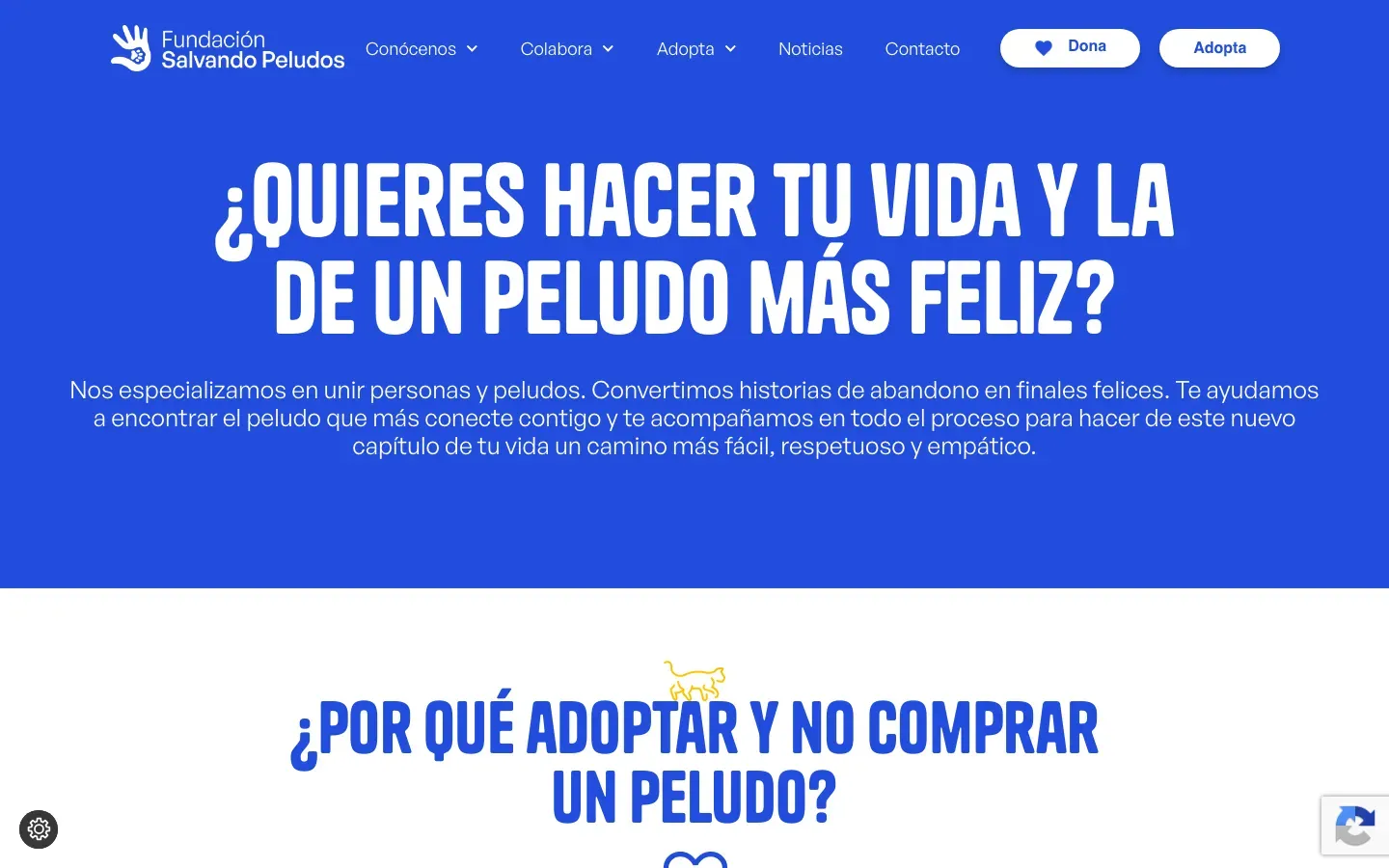 Web de Salvando Peludos en escritorio, captura 1 de 2