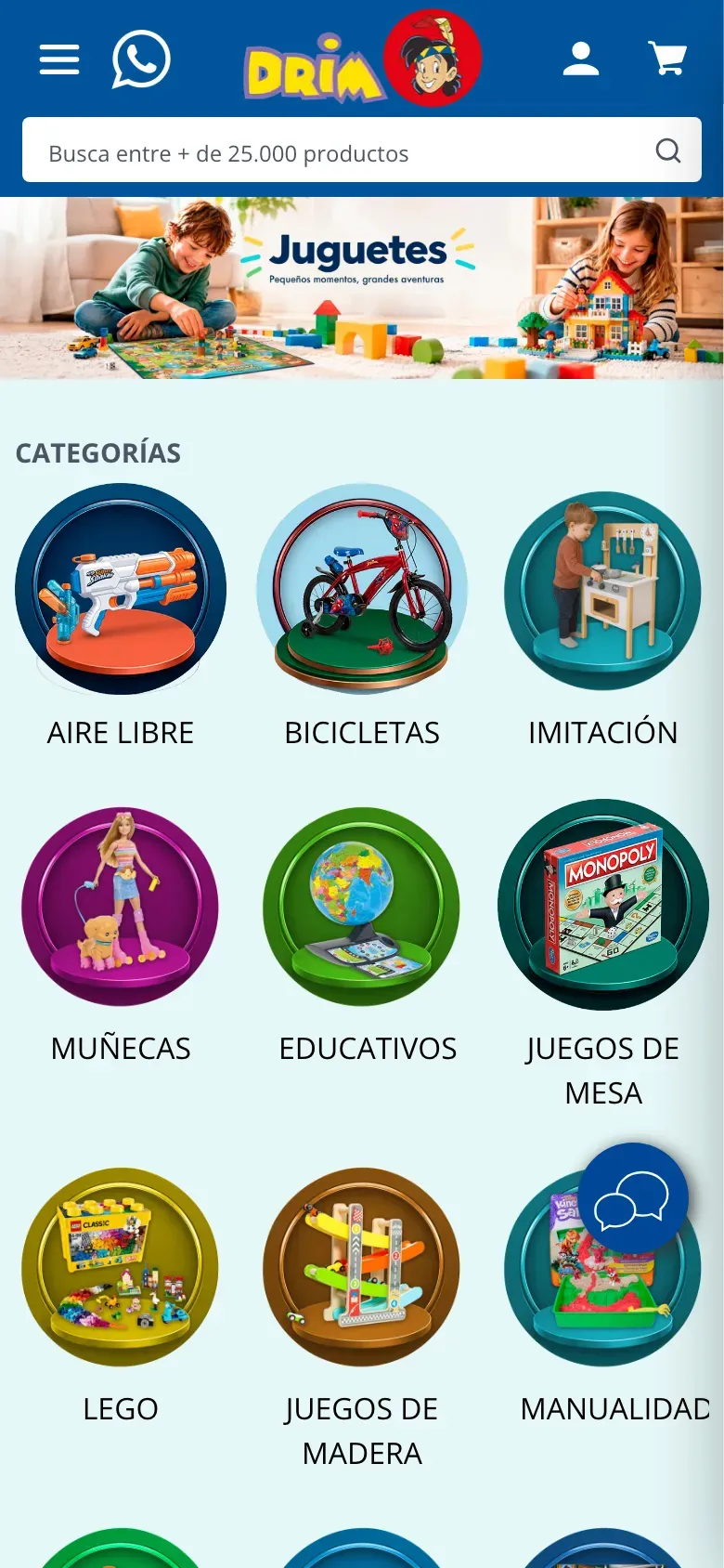 Web de Jugueterías Drim en móvil, captura 2 de 3